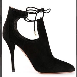 Black suede Aquazzura Babe 105 pumps
